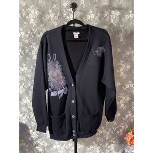 Vintage 80s Cardigan 1980s Grannycore Cottage Farm Retro Gardening Size XL